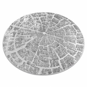 Moderní MEFE koberec kulatý 6185 Pařez stromu - Strukturální, dvě úrovně rouna šedá (Velikost: kruh 160 cm)