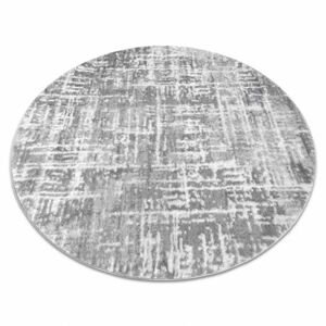 Moderní MEFE koberec kulatý 8722 Pásy vintage - Strukturální, dvě úrovně rouna šedá / bílá (Velikost: kruh 160 cm)