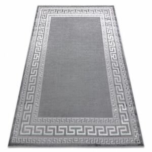 Moderní MEFE koberec  2813 vzor rámu, řecký klíč - Strukturální, dvě úrovně rouna šedá (Velikost: 80x150 cm)
