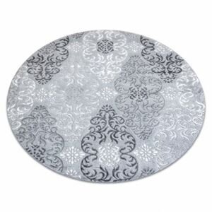 Moderní MEFE koberec kulatý 8734 Ornamenty-Strukturální, dvě úrovně rouna šedá (Velikost: kruh 160 cm)