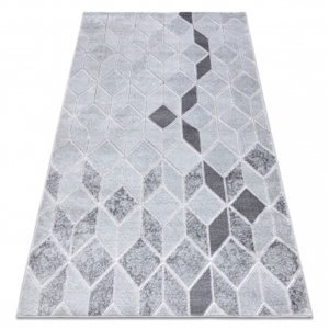 Moderní MEFE koberec B400 vzor kostka, geometrický 3D - Strukturální, dvě úrovně rouna šedá (Velikost: 160x220 cm)