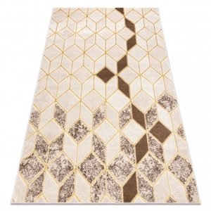 Moderní MEFE koberec B400 vzor kostka, geometrický 3D - Strukturální, dvě úrovně rouna krém / béžový (Velikost: 120x170 cm)