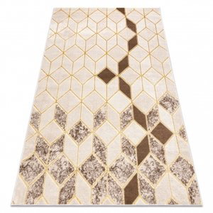 Moderní MEFE koberec B400 vzor kostka, geometrický 3D - Strukturální, dvě úrovně rouna krém / béžový (Velikost: 200x290 cm)