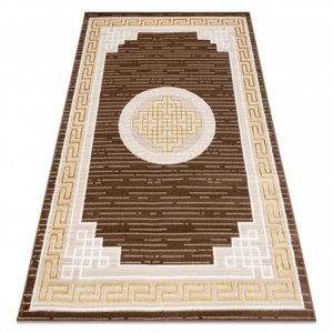 Moderní MEFE koberec 9096 vzor rámu, řecký klíč - Strukturální, dvě úrovně rouna béžový / hnědý (Velikost: 120x170 cm)