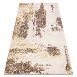 Moderní MEFE koberec 8731 Růžice vintage - Strukturální, dvě úrovně rouna béžový (Velikost: 140x190 cm)