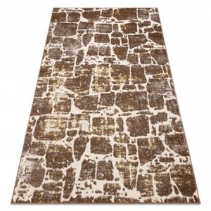 Moderní MEFE koberec 6184 Dlažba cihlový - Strukturální, dvě úrovně rouna tmavě-béžový (Velikost: 160x220 cm)