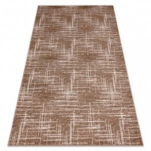 Moderní MEFE koberec 9401 Pásy vintage - Strukturální, dvě úrovně rouna béžový / hnědý (Velikost: 120x170 cm)