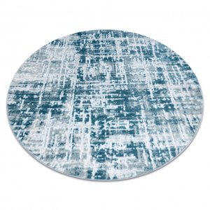 Moderní MEFE koberec kulatý 8722 Pásy vintage - Strukturální, dvě úrovně rouna krém / modrý (Velikost: kruh 100 cm)