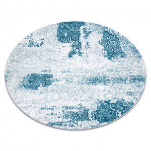 Moderní MEFE koberec 8731 Růžice vintage - Strukturální, dvě úrovně rouna krém / modrý (Velikost: kruh 100 cm)