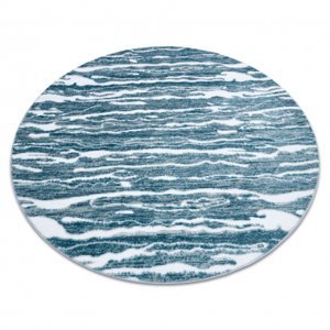 Moderní MEFE Vlny kulatý koberec 8761 - Strukturální, dvě úrovně rouna krém / modrý (Velikost: kruh 100 cm)