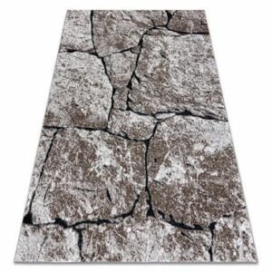 Moderní koberec COZY 8985 Brick Dlažba, kámen - Strukturální, dvě úrovně rouna, hnědý (Velikost: 80x150 cm)