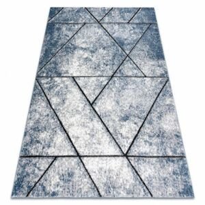 Moderní koberec COZY 8872 Wall, geometrický, trojúhelníky - Strukturální, dvě úrovně rouna, modrý  (Velikost: 80x150 cm)