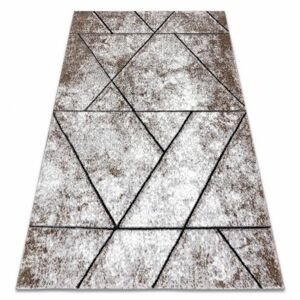 Moderní koberec COZY 8872 Wall, geometrický, trojúhelníky - Strukturální, dvě úrovně rouna, hnědý (Velikost: 140x190 cm)