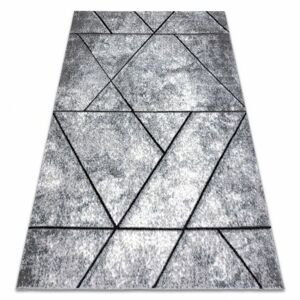 Moderní koberec COZY 8872 Wall, geometrický, trojúhelníky - Strukturální, dvě úrovně rouna šedá / modrý (Velikost: 280x370 cm)