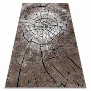 Moderní koberec COZY 8875 Wood, kmen stromu - Strukturální, dvě úrovně rouna, hnědý (Velikost: 140x190 cm)