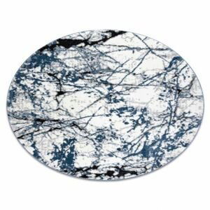 Moderní kulatý koberec COZY 8871, Marble, Mramor - Strukturální, dvě úrovně rouna, modrý  (Velikost: kruh 120 cm)