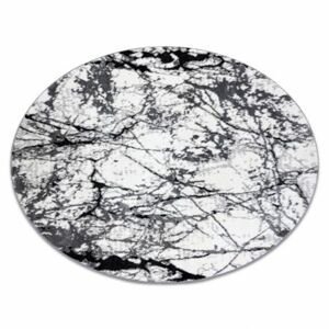 Moderní kulatý COZY 8871, Marble, Mramor - Strukturální, dvě úrovně rouna šedá (Velikost: kruh 160 cm)