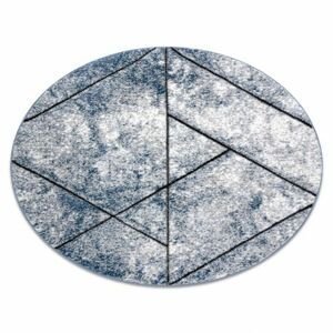 Moderní kulatý koberec COZY 8872 Wall, geometrický,trojúhelníky - Strukturální, dvě úrovně rouna, modrý  (Velikost: kruh 160 cm)