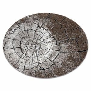 Moderní kulatý koberec COZY 8875, Wood, kmen stromu - Strukturální, dvě úrovně rouna, hnědý (Velikost: kruh 100 cm)