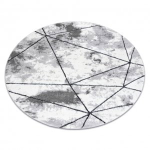 Moderní kulatý koberec COZY Polygons, geometrický,trojúhelníky - Strukturální, dvě úrovně rouna, šedá (Velikost: kruh 100 cm)
