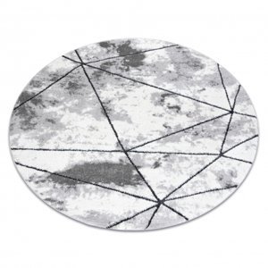 Moderní kulatý koberec COZY Polygons, geometrický,trojúhelníky - Strukturální, dvě úrovně rouna, šedá (Velikost: kruh 160 cm)