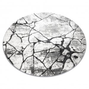 Moderní kulatý koberec COZY 8873 Cracks, Prasklý beton - Strukturální, dvě úrovně rouna tmavošedý (Velikost: kruh 120 cm)
