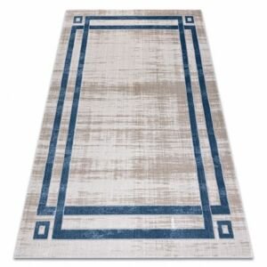 Moderní koberec NOBLE 1539 68 vzor rámu vintage - Strukturální, dvě úrovně rouna, krémovo modrý (Velikost: 80x150 cm)