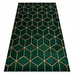 Koberec EMERALD výhradní 1014 glamour, stylový krychle lahvově zelená / zlato (Velikost: 120x170 cm)