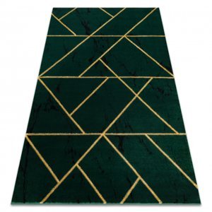 Koberec EMERALD výhradní 1012 glamour, stylový geometrický, mramor lahvově zelená / zlato (Velikost: 80x150 cm)