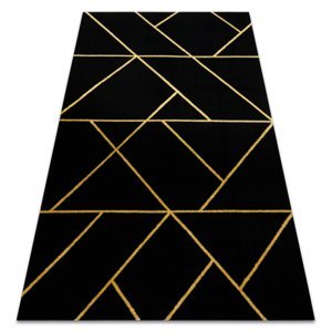 Koberec EMERALD výhradní 1012 glamour, stylový geometrický černý / zlato (Velikost: 140x190 cm)