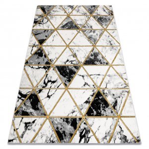 Koberec EMERALD výhradní 1020 glamour, stylový mramor, trojúhelníky černý / zlato (Velikost: 80x150 cm)