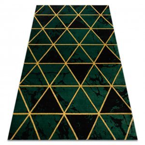Koberec EMERALD výhradní 1020 glamour, stylový mramor, trojúhelníky lahvově zelená / zlato (Velikost: 80x150 cm)
