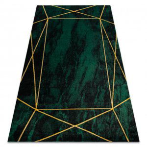 Koberec EMERALD výhradní 1022 glamour, stylový geometrický, mramor lahvově zelená / zlato (Velikost: 80x150 cm)