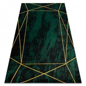 Koberec EMERALD výhradní 1022 glamour, stylový geometrický, mramor lahvově zelená / zlato (Velikost: 140x190 cm)