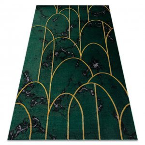 Koberec EMERALD výhradní 1016 glamour, stylový art deco, mramor lahvově zelená / zlato (Velikost: 80x150 cm)