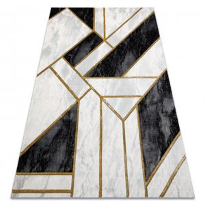 Koberec EMERALD výhradní 1015 glamour, stylový mramor, geometrický černý / zlato (Velikost: 80x150 cm)