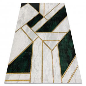 Koberec EMERALD výhradní 1015 glamour, stylový mramor, geometrický lahvově zelená / zlato (Velikost: 80x150 cm)