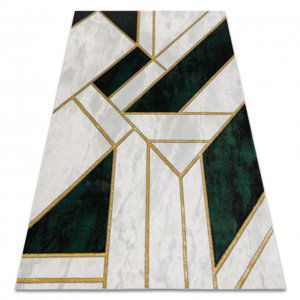 Koberec EMERALD výhradní 1015 glamour, stylový mramor, geometrický lahvově zelená / zlato (Velikost: 200x290 cm)