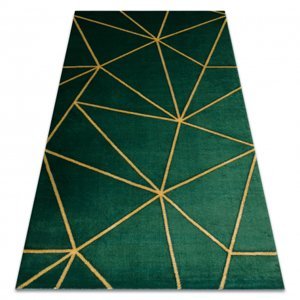 Koberec EMERALD výhradní 1013 glamour, stylový geometrický lahvově zelená / zlato (Velikost: 80x150 cm)
