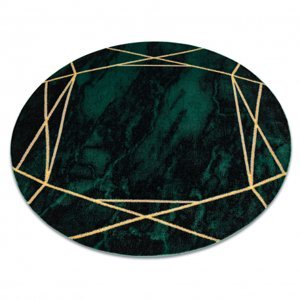 Koberec kulatý EMERALD výhradní 1022 glamour, stylový mramor, geometrický lahvově zelená / zlato (Velikost: kruh 120 cm)
