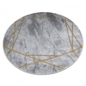 Koberec kulatý EMERALD výhradní 1022 glamour, stylový mramor, geometrický šedá / zlato (Velikost: kruh 120 cm)