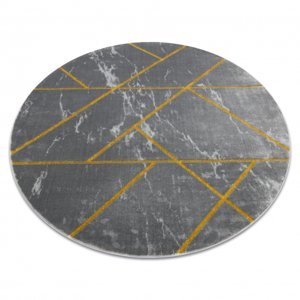 Koberec kulatý EMERALD výhradní 1012 glamour, stylový mramor, geometrický šedá / zlato (Velikost: kruh 120 cm)