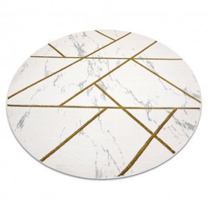 Koberec kulatý EMERALD výhradní 1012 glamour, stylový mramor, geometrický krém / zlato (Velikost: kruh 120 cm)