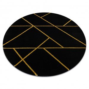 Koberec kulatý EMERALD výhradní 1012 glamour, stylový mramor, geometrický černý / zlato (Velikost: kruh 160 cm)