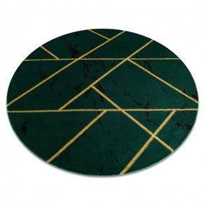 Koberec kulatý EMERALD výhradní 1012 glamour, stylový mramor, geometrický lahvově zelená / zlato (Velikost: kruh 120 cm)