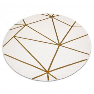 Koberec kulatý EMERALD výhradní 1013 glamour, stylový geometrický krém / zlato (Velikost: kruh 120 cm)