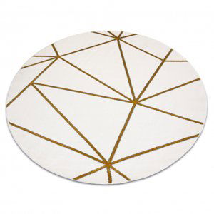 Koberec kulatý EMERALD výhradní 1013 glamour, stylový geometrický krém / zlato (Velikost: kruh 200 cm)