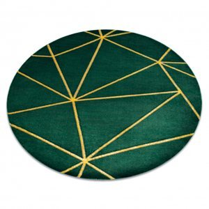 Koberec kulatý EMERALD výhradní 1013 glamour, stylový geometrický lahvově zelená / zlato (Velikost: kruh 120 cm)