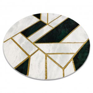Koberec kulatý EMERALD výhradní 1015 glamour, stylový mramor, geometrický lahvově zelená / zlato (Velikost: kruh 120 cm)