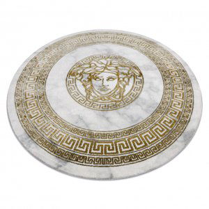 Koberec kulatý EMERALD výhradní 1011 glamour, medúza řecký rám krém / zlato (Velikost: kruh 120 cm)
